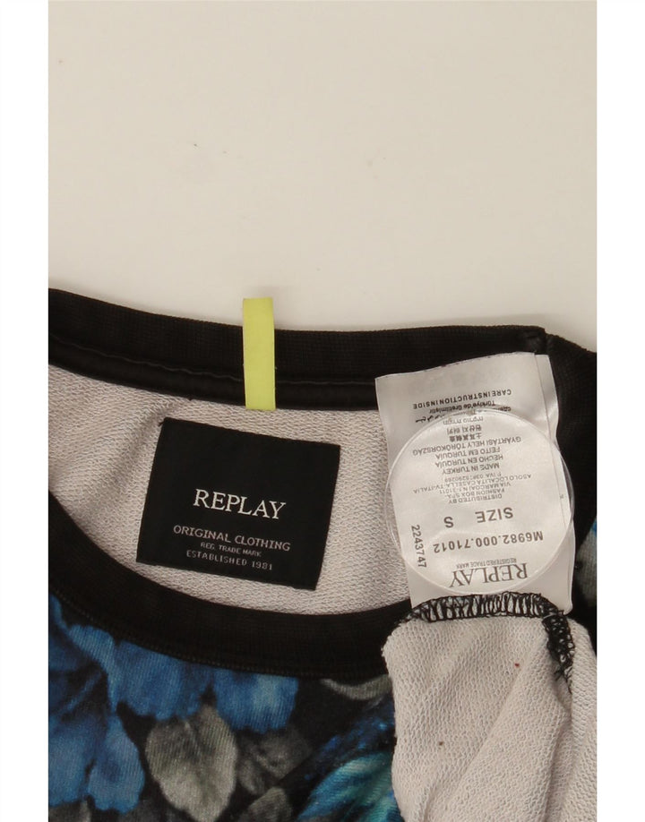 REPLAY Womens Sweatshirt Jumper UK 10 Small Multicoloured Floral Polyester Vintage Replay and Second-Hand Replay from Messina Hembry 