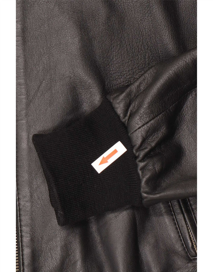 Damska kurtka skórzana typu bomber w stylu vintage IT 44, średnia czarna