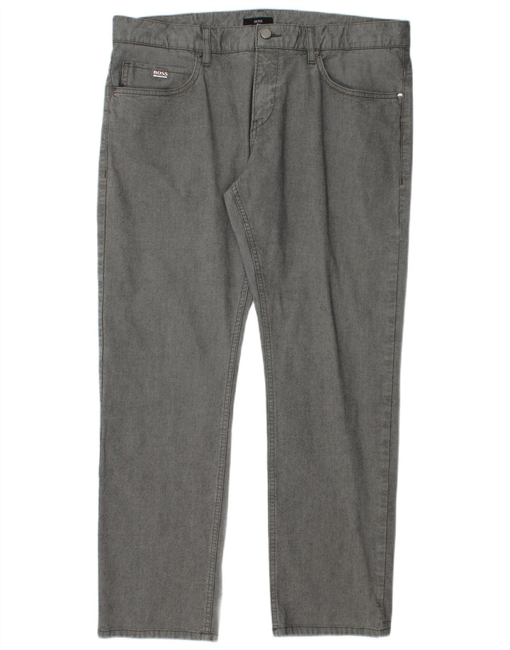 Męskie proste dżinsy Hugo Boss W36 L29 Szara bawełna