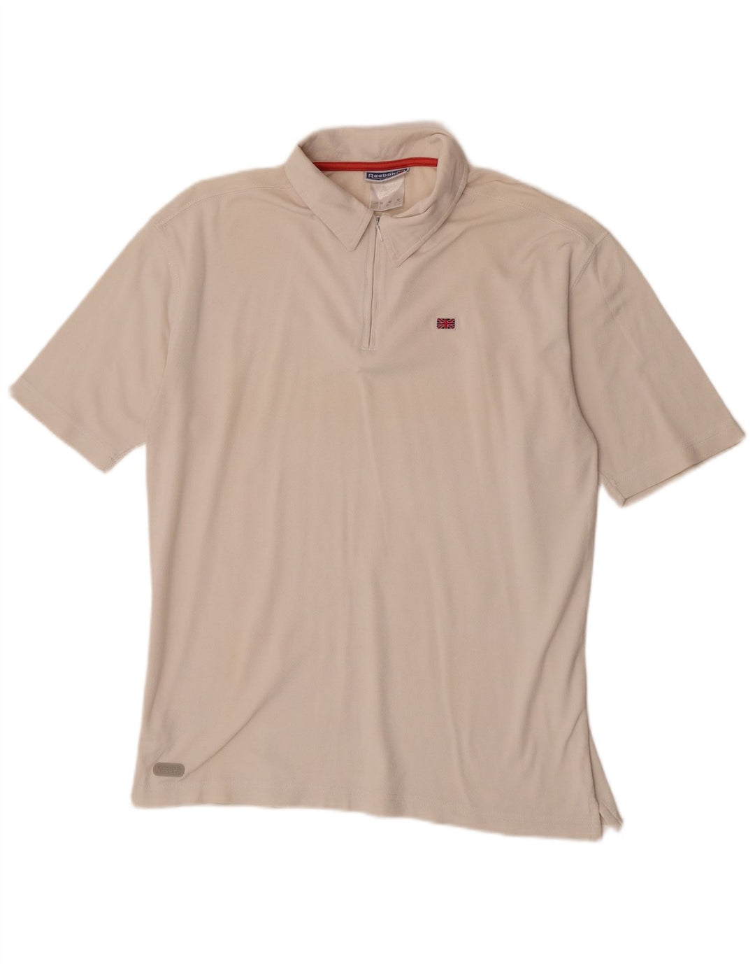 Męska koszulka polo Reebok o luźnym kroju, średnia w kolorze złamanej bieli
