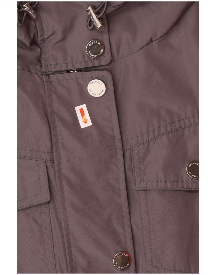 MICHAEL KORS Womens Hooded Parka Jacket UK 14 Medium Grey Polyester