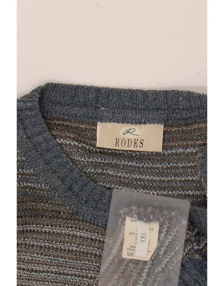 Męski sweter RODES z okrągłym dekoltem 2XL, bawełniany w wielokolorowe paski