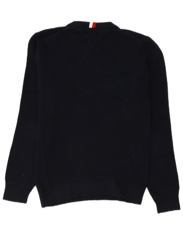 Męski sweter z okrągłym dekoltem Tommy Hilfiger, duży, granatowy, bawełniany