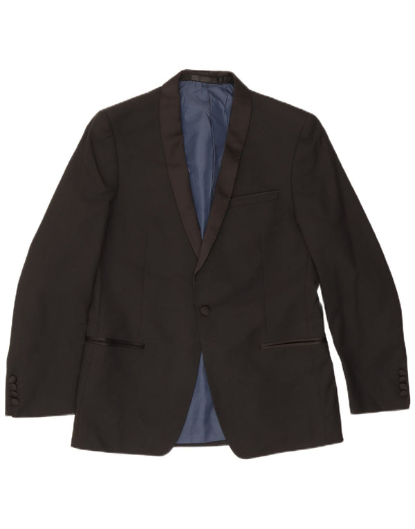 MARKS & SPENCER Męska marynarka zapinana na 1 guzik EU 50, duży, czarny poliester