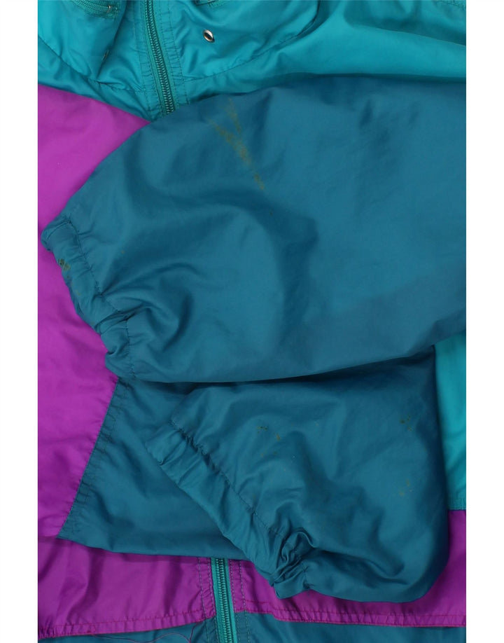 MARCEL CLAIR Mens Hooded Rain Jacket UK 42 XL Blue Colourblock Polyamide Vintage Marcel Clair and Second-Hand Marcel Clair from Messina Hembry 