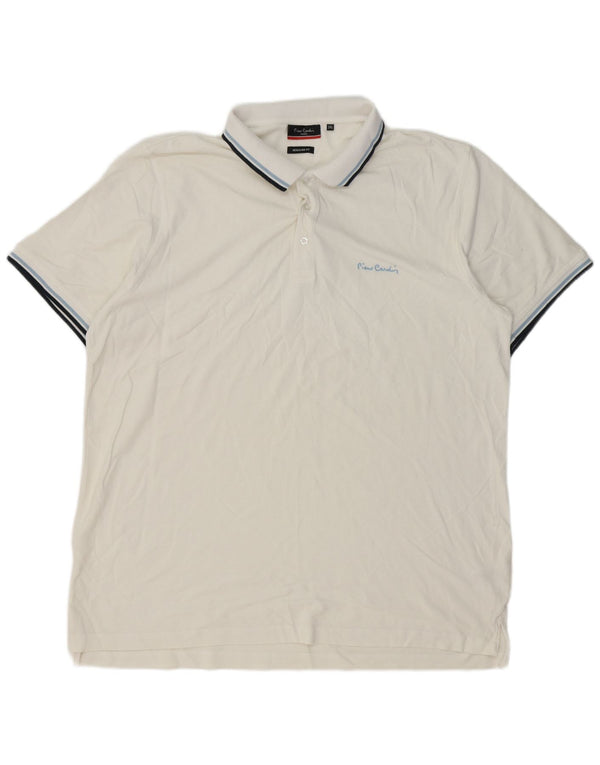 Męska koszulka polo Pierre Cardin 3XL, biała, bawełniana