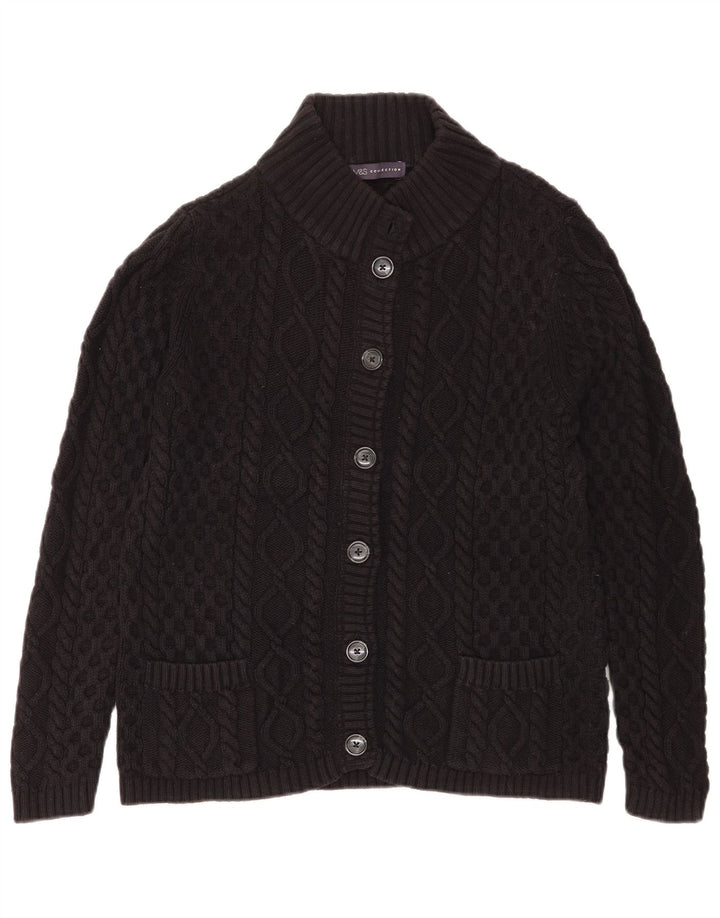 Marks & Spencer Damski sweter kardigan UK 14, duży, czarny, bawełniany