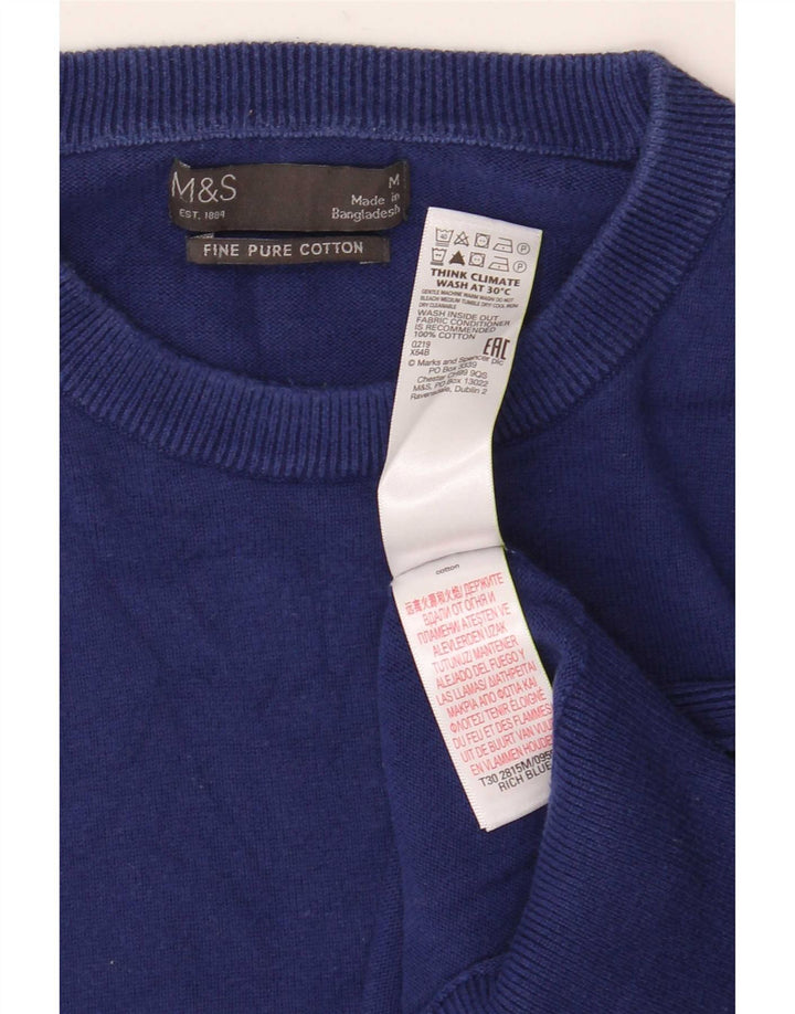 Męski sweter z okrągłym dekoltem Massimo Dutti, średnioniebieski, bawełniany