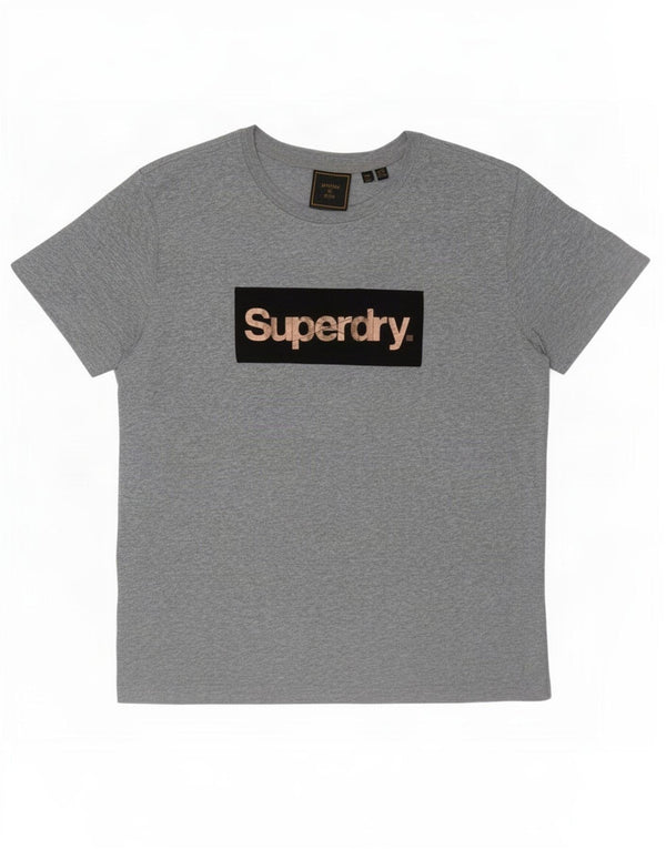Damski T-shirt z grafiką Superdry Top UK 12, średnioszary, bawełniany