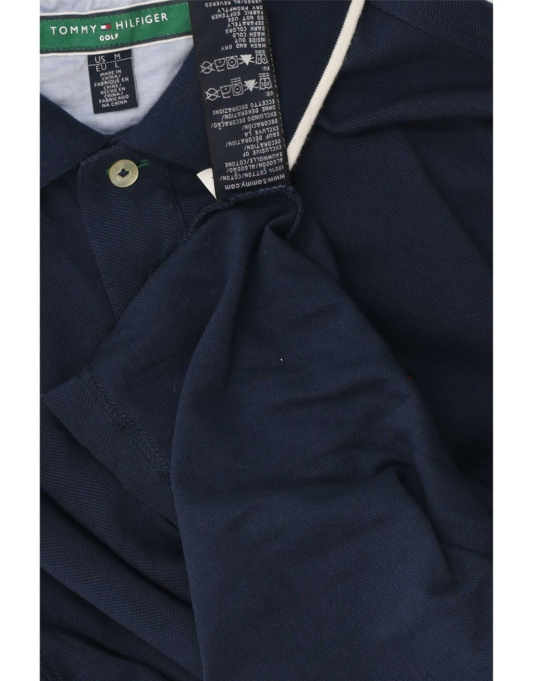 Męska koszulka polo Tommy Hilfiger, bawełniana w średnie granatowe paski
