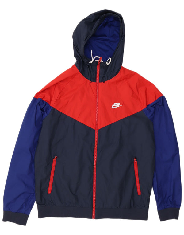 Męska bluza dresowa z kapturem Nike, duży, granatowy, kolorowy poliester