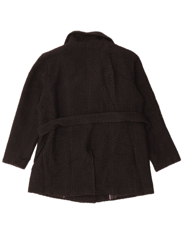 CALVIN KLEIN Damski płaszcz dwurzędowy UK 18 XL, czarna wełna