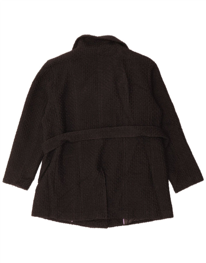 CALVIN KLEIN Damski płaszcz dwurzędowy UK 18 XL, czarna wełna