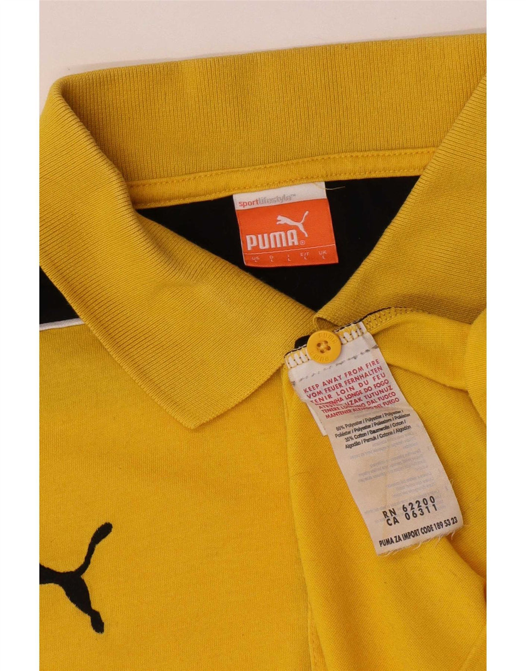 Męska koszulka polo Puma, duża, żółta, poliestrowa z blokami kolorów