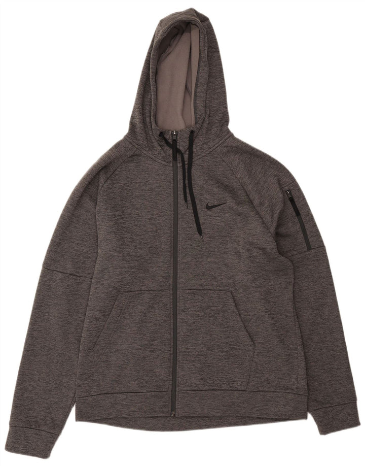 Męski dres z kapturem Nike Therma-Fit, duży, szary, nakrapiany poliester