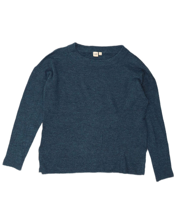 Gap Womens Boat Neck Jumper Sweater UK 14 Medium Blue Flecked Acrylic