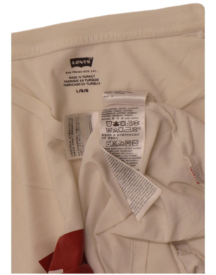 Męski T-shirt z grafiką LEVI'S, duży, bawełniany w kolorze złamanej bieli