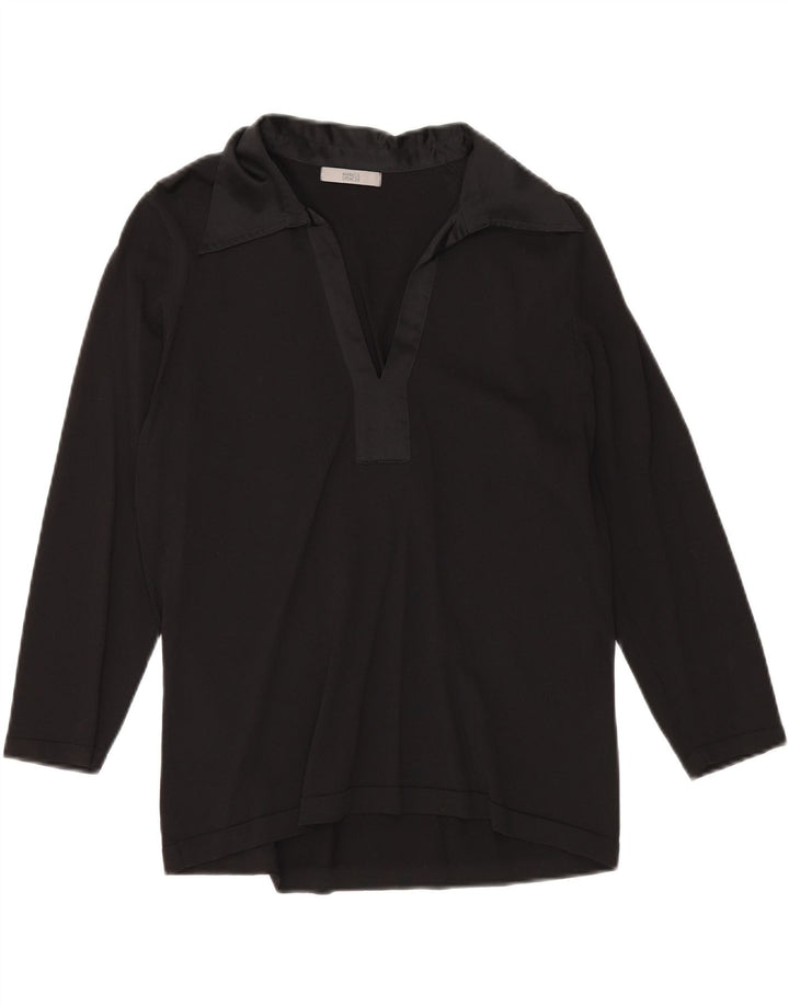 MARKS & SPENCER Womens Pullover Shirt Blouse UK 16 Large  Black Polyester Vintage Marks & Spencer and Second-Hand Marks & Spencer from Messina Hembry 