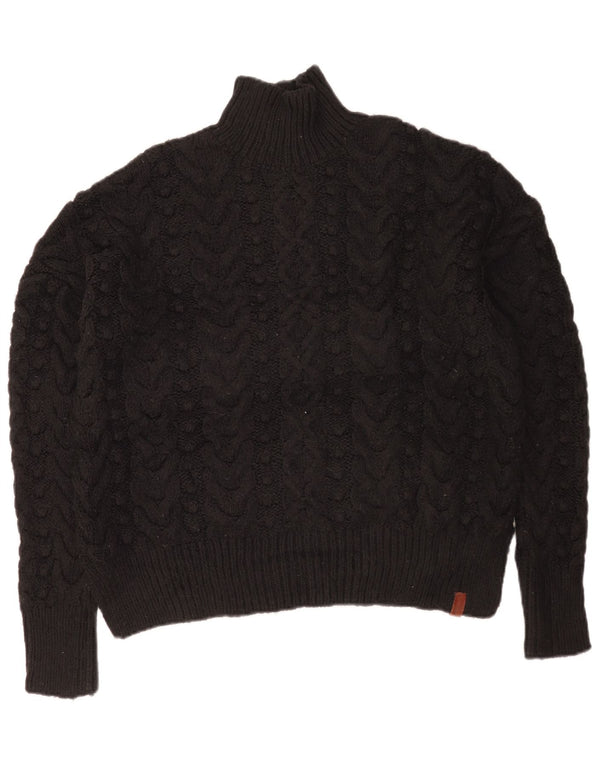 Damski sweter oversize Superdry z golfem UK 10, mały, czarny