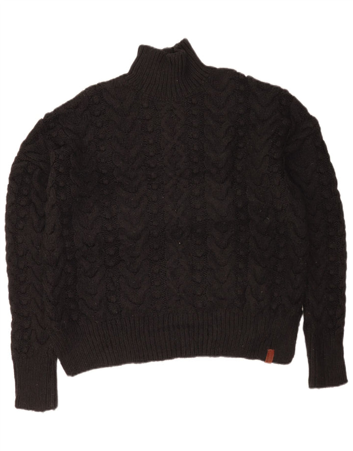 Damski sweter oversize Superdry z golfem UK 10, mały, czarny