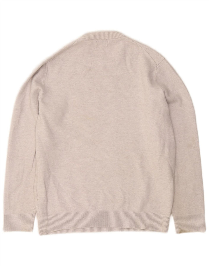 Męski sweter Massimo Dutti z okrągłym dekoltem, duży, szary poliamid
