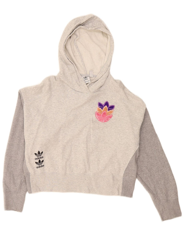 Damska bluza z kapturem Adidas Oversized Crop UK 10 Small Grey Colorblock