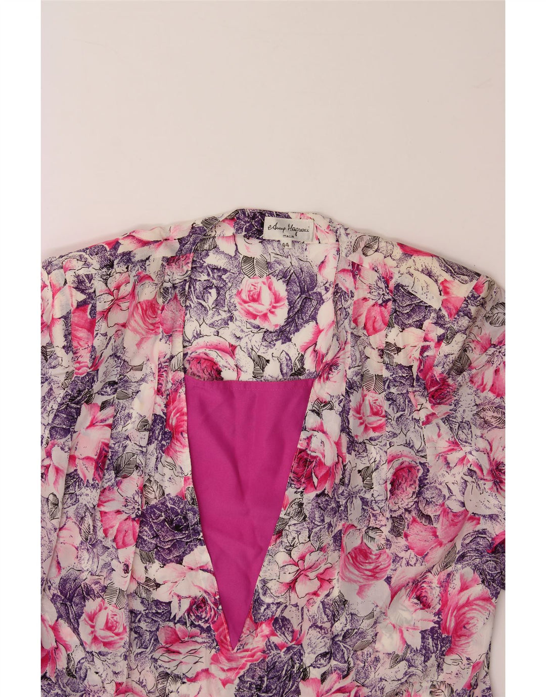 VINTAGE Womens 3/4 Sleeve Blouse Top IT 44 Medium Multicoloured Floral Vintage Vintage and Second-Hand Vintage from Messina Hembry 