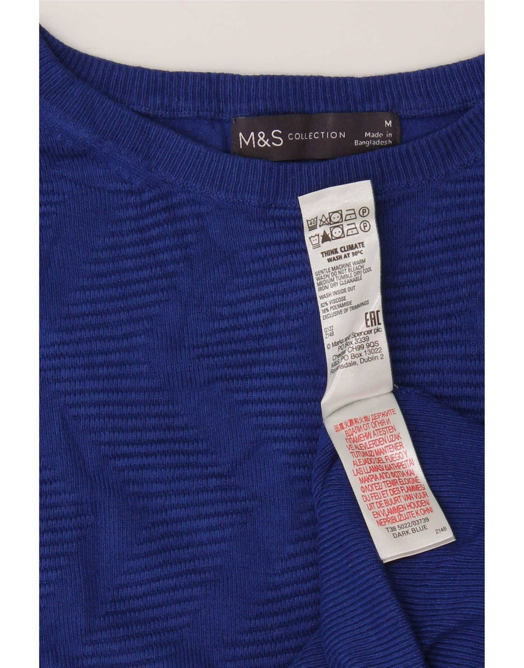 Marks & Spencer Damski sweter z dekoltem w łódkę, UK 14, średni niebieski