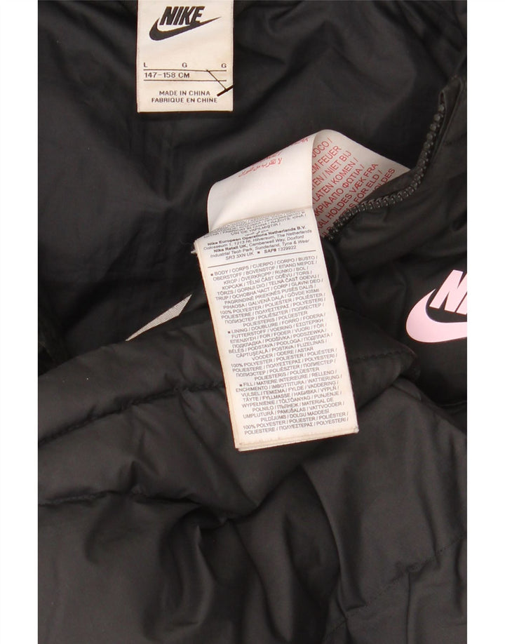 Chłopięca wyściełana kurtka z kapturem NIKE na 12-13 lat, duża, czarna, poliestrowa