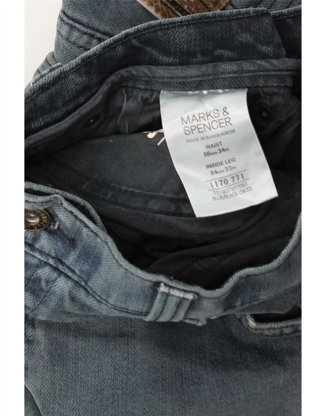 Marks & Spencer Męskie niebieskie dżinsy Harbor Straight W34 L33 Niebieskie bawełniane