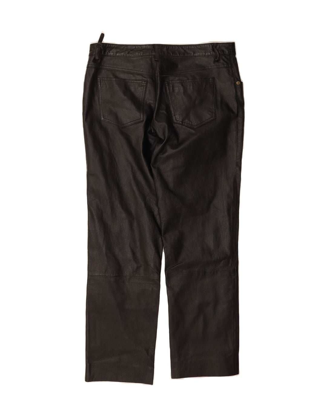 VINTAGE Womens Straight Leather Trousers W34 L30 Black Leather Vintage Vintage and Second-Hand Vintage from Messina Hembry 