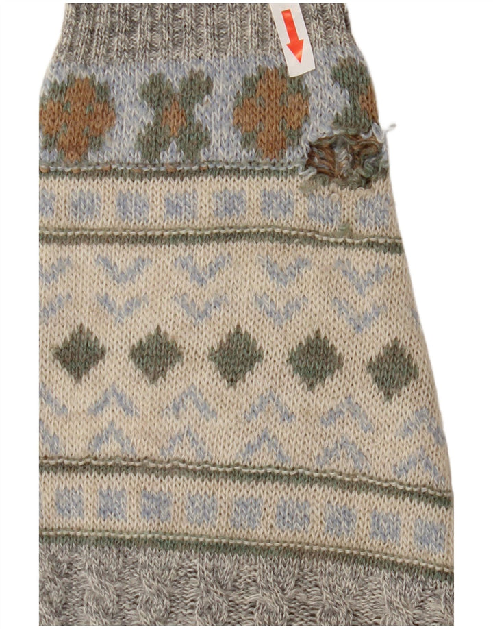 Vintage męski sweter z okrągłym dekoltem, średnio szary, geometryczny