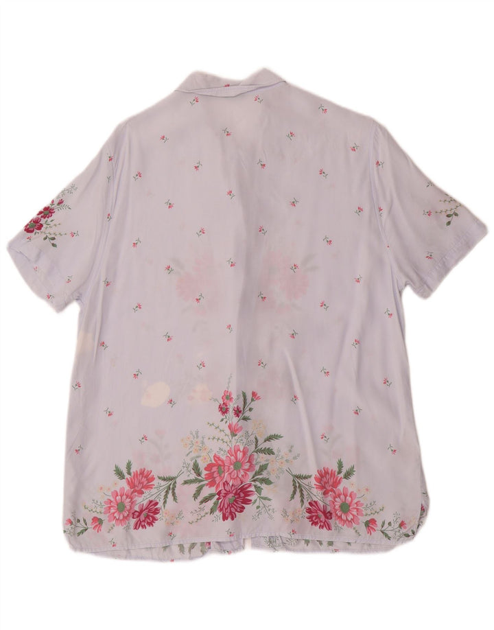 Damska koszulka z krótkim rękawem Benetton IT 46 Duża niebieska wiskoza w kwiaty