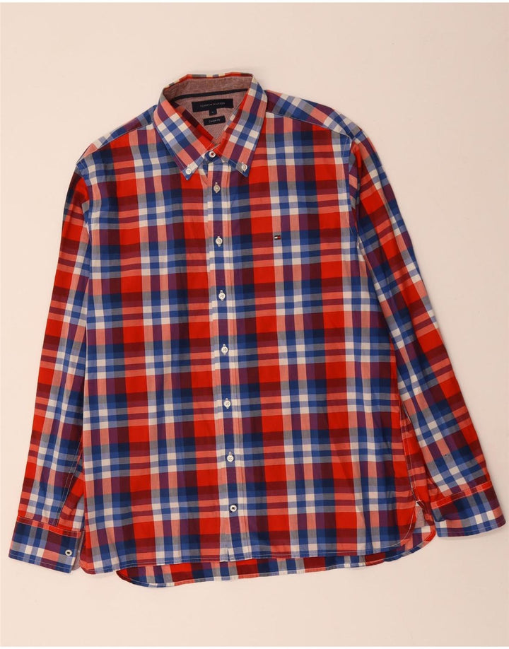 Męska koszula o dopasowanym kroju TOMMY HILFIGER, duża, wielokolorowa, bawełniana w kratę