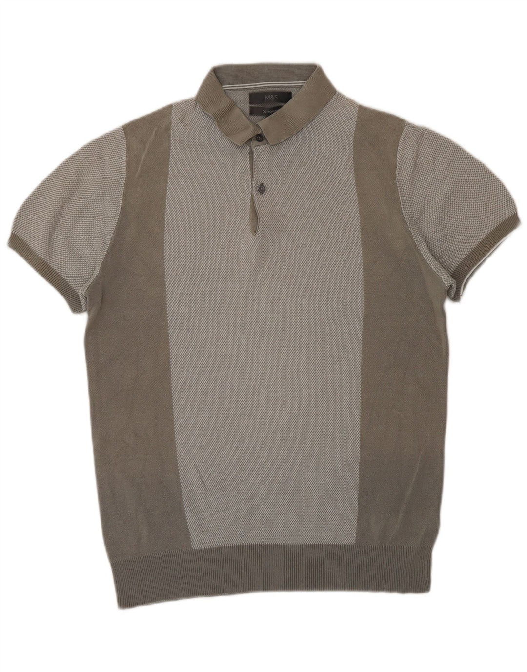 Marks & Spencer Męski sweter polo z krótkim rękawem, mały, szary
