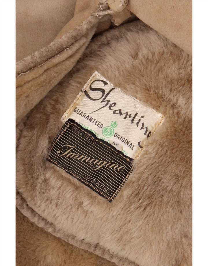 Płaszcz damski VINTAGE IT 46 Duży beżowy płaszcz Shearling