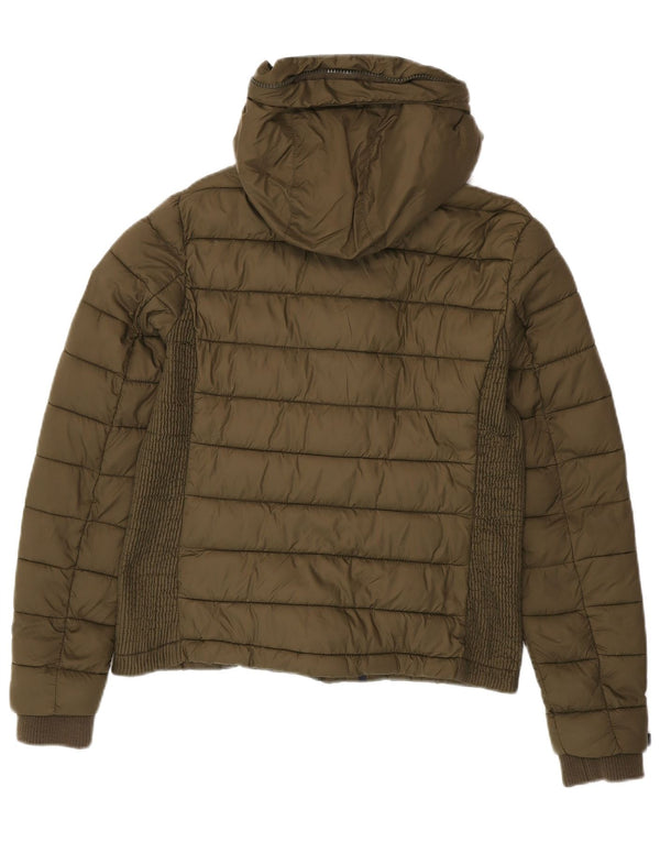 Damska ocieplana kurtka SUPERDRY z kapturem UK 16, duża, nylon w kolorze khaki