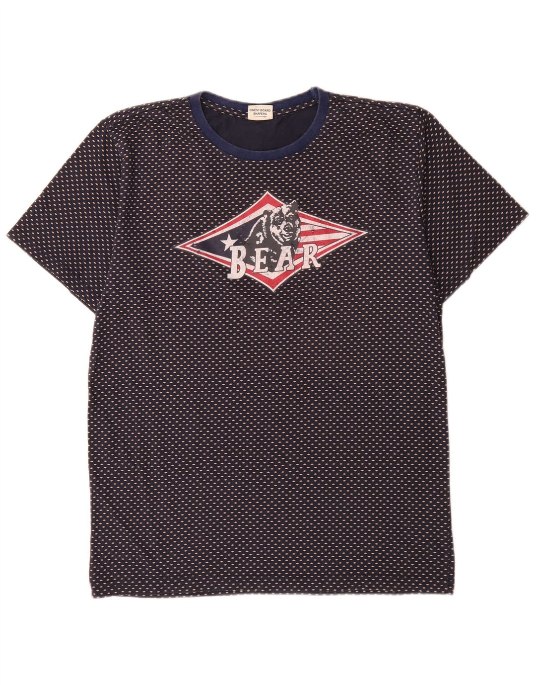 Męski T-shirt z grafiką Bear, duży, bawełniany w granatowe cętki