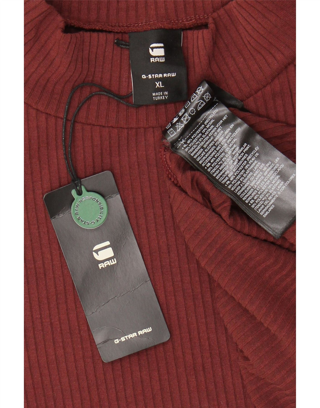 Damska sukienka maxi z długim rękawem G-Star UK 18 XL Burgundowy poliester