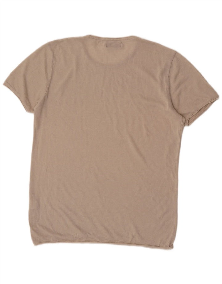 T-shirt męski Zara, duży, beżowy, bawełniany