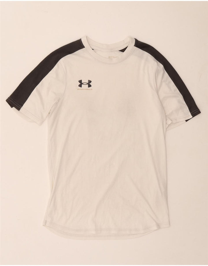 Męski t-shirt Under Armour, mały, biały, poliestrowy blok kolorów