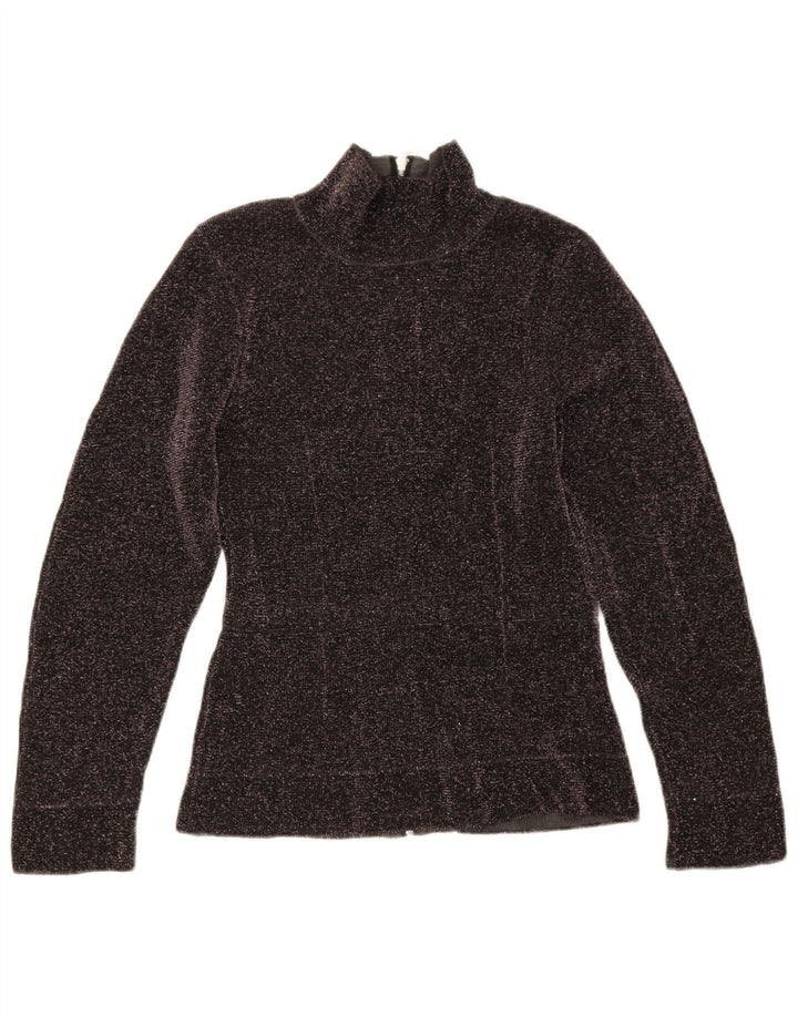 Sweter damski Zara z golfem UK 12, średni czarny, nakrapiany wiskoza