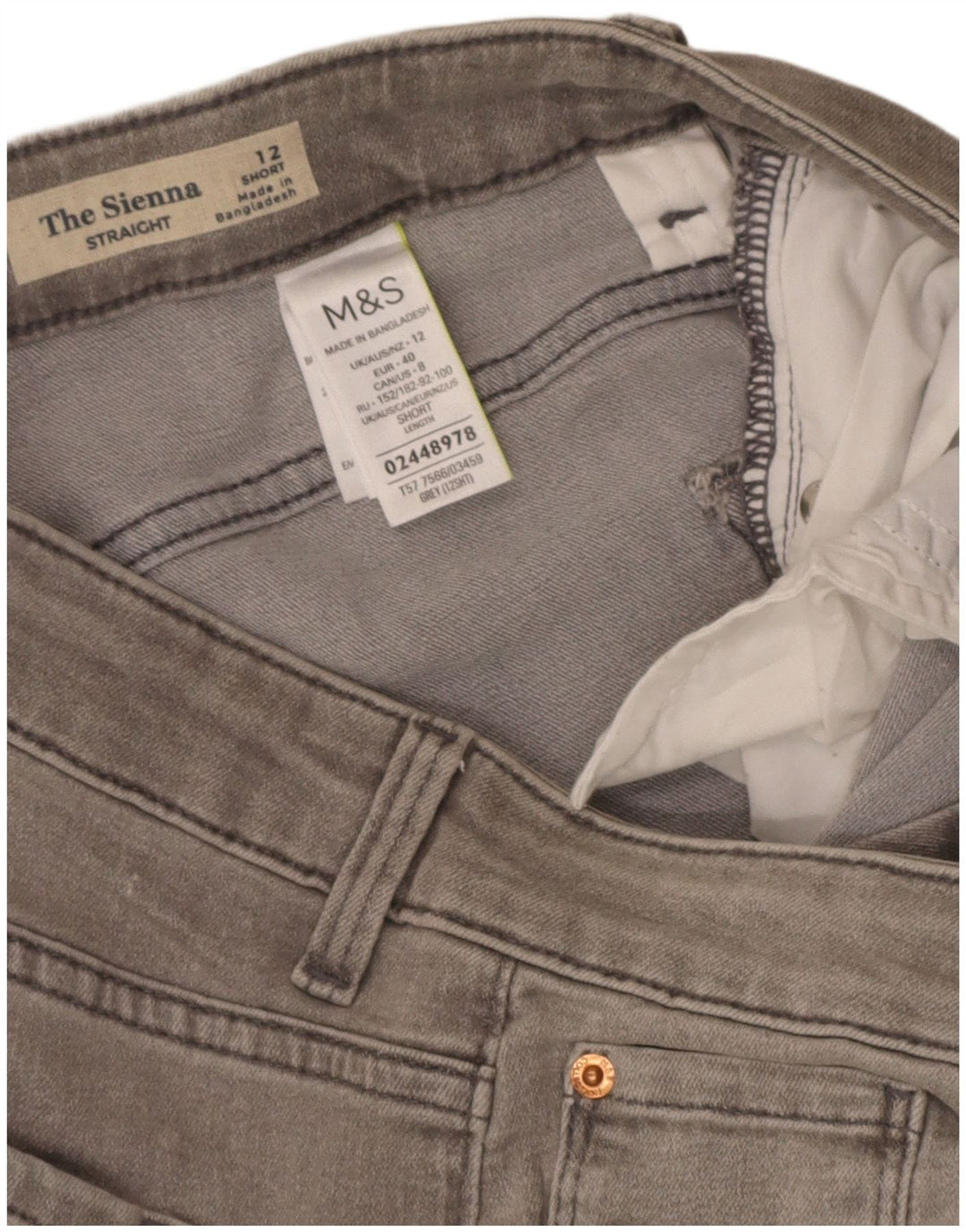 Marks & Spencer Damskie The Sienna Straight Jeans UK 12 Medium W30 L27 Szare