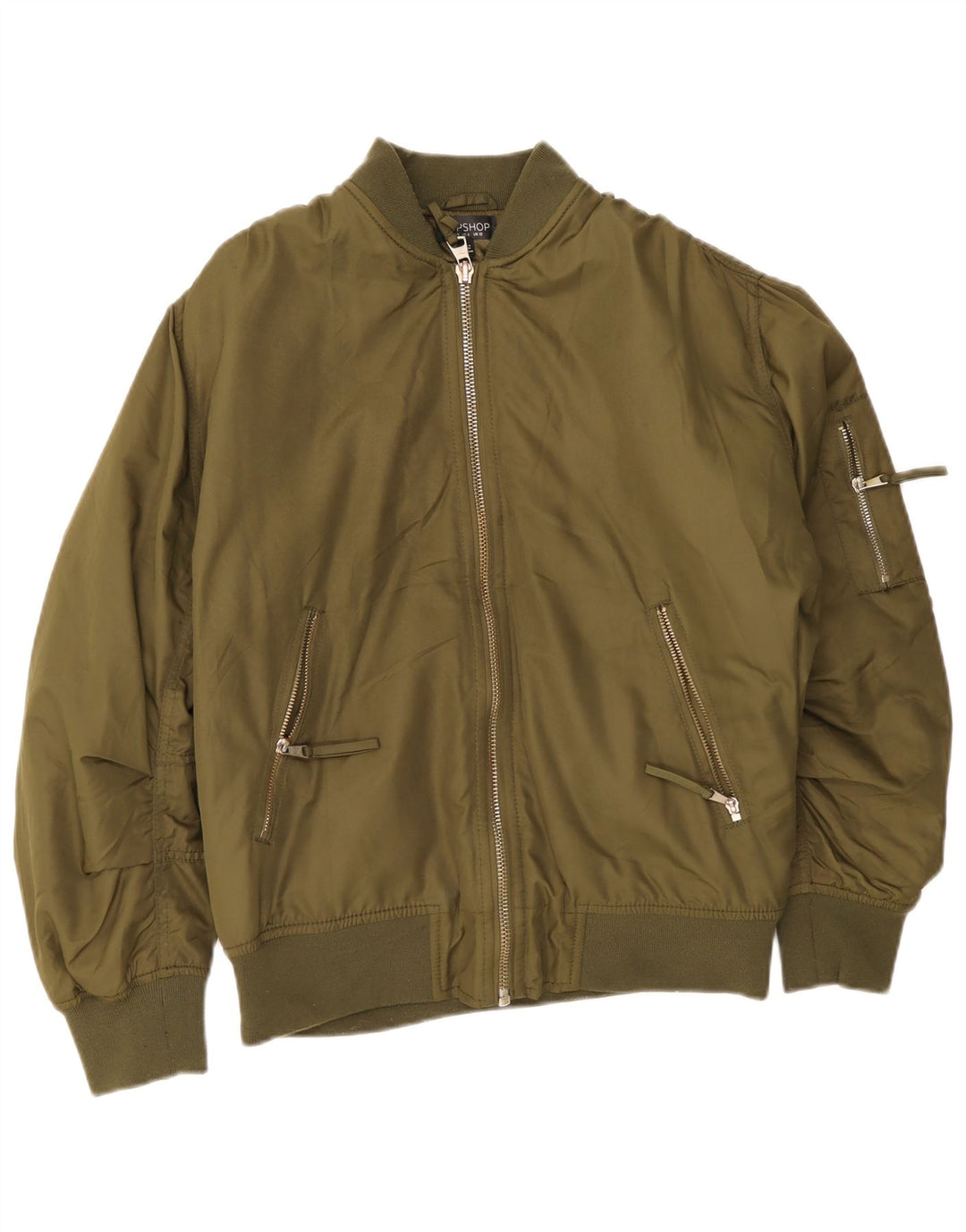 Damska kurtka bomberka oversize Topshop UK 10, mała, zielona, poliestrowa