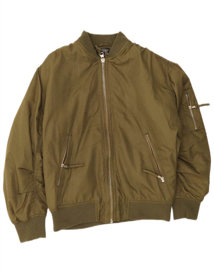 Damska kurtka bomberka oversize Topshop UK 10, mała, zielona, poliestrowa