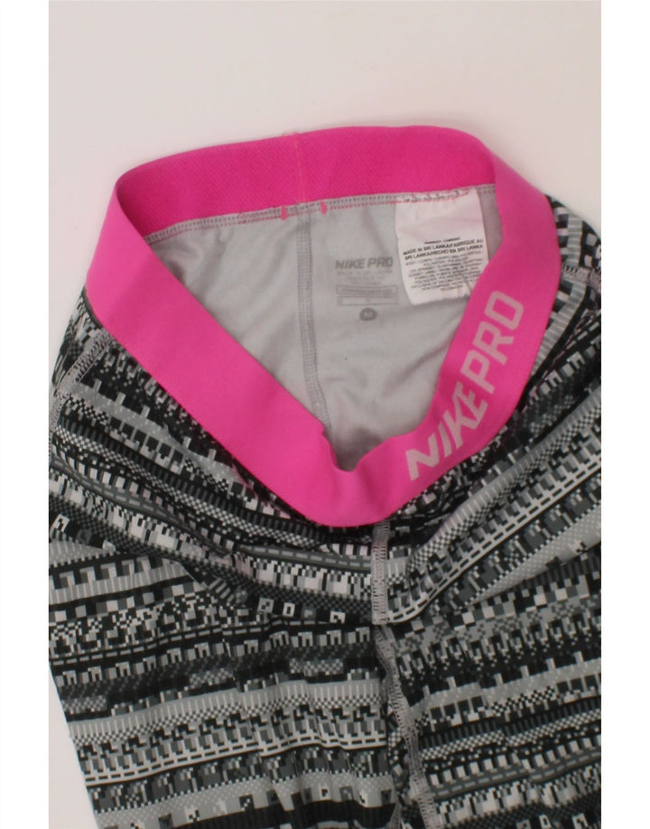 NIKE Girls Graphic Leggings 10-11 Years Medium  Black Geometric Polyester Vintage Nike and Second-Hand Nike from Messina Hembry 