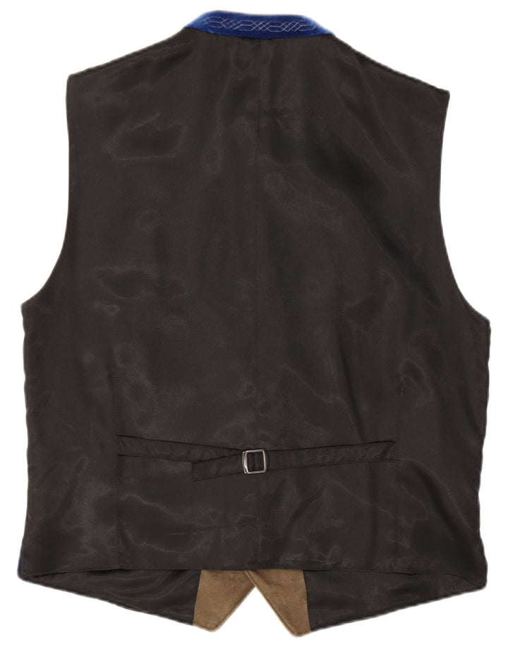 Aksamitna kamizelka męska w kolorze średniego błękitu, bawełniana