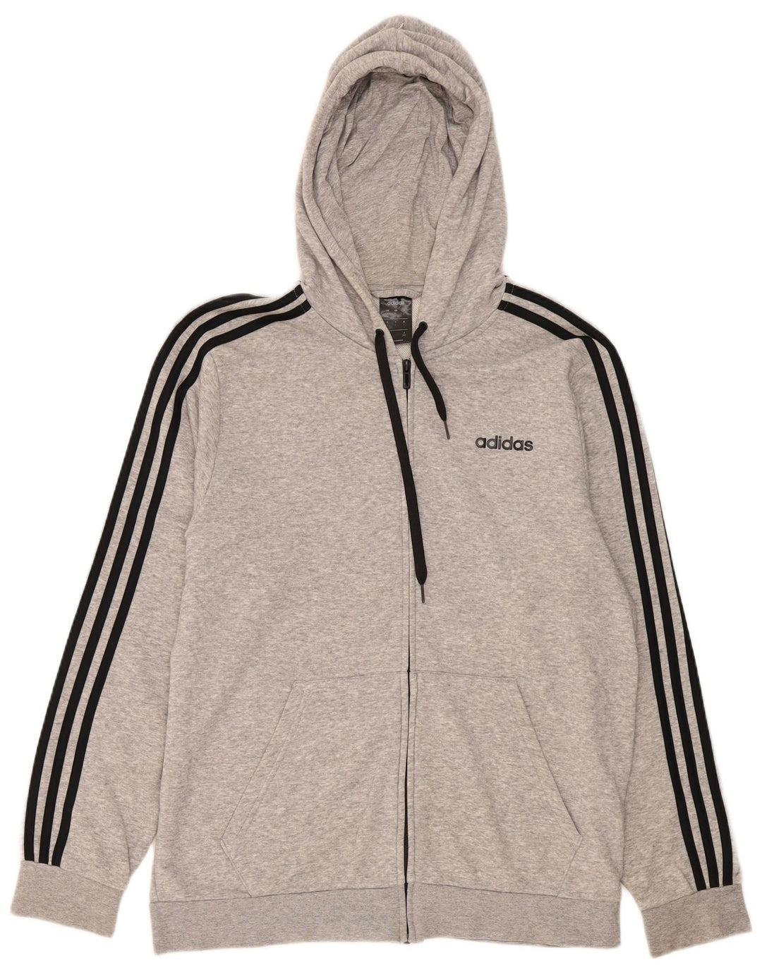 Adidas Męski sweter z kapturem i zamkiem błyskawicznym, duży, szary, bawełniany