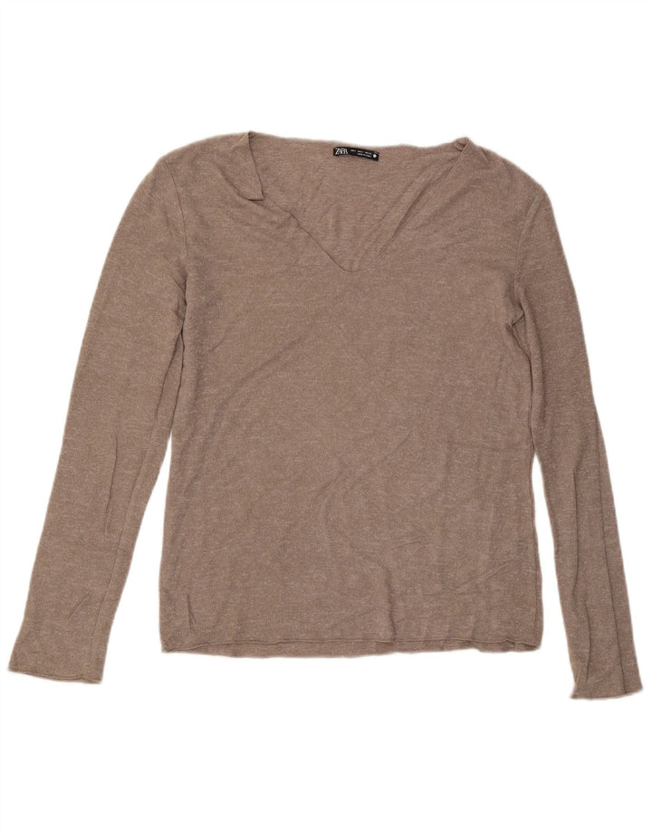 Sweter damski ZARA z dekoltem w kształcie litery V, UK 10, mały, szary