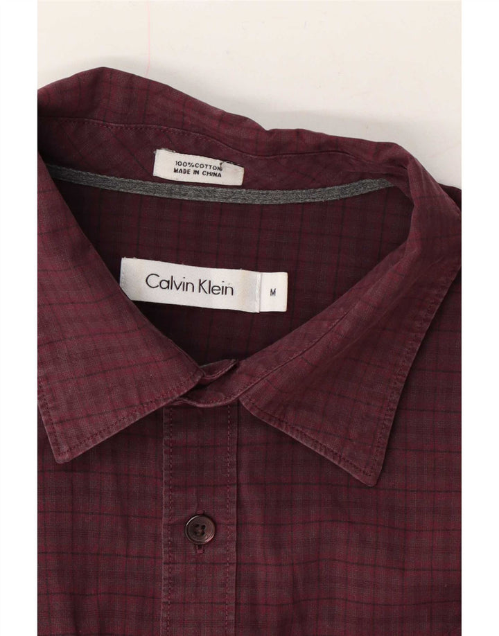 Koszula męska Calvin Klein, średnia, bordowa bawełna w kratkę